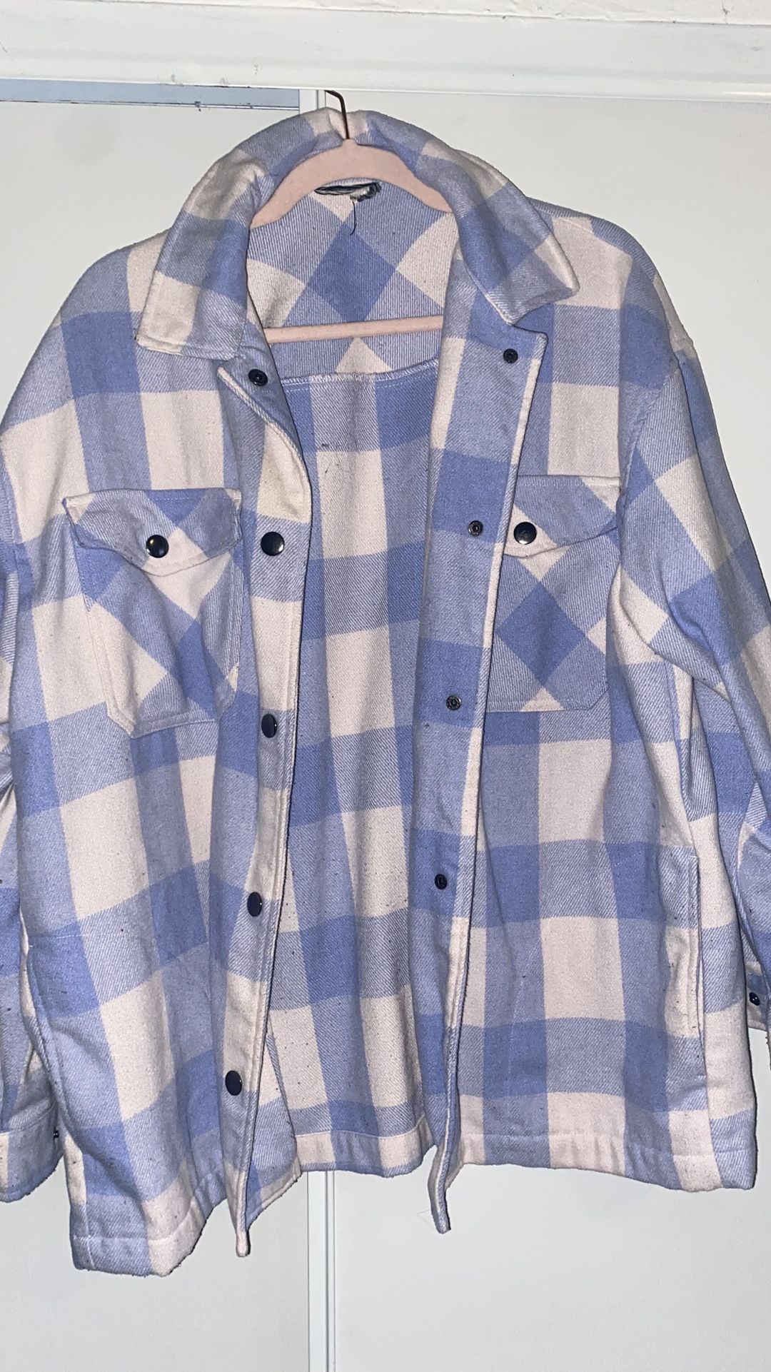Blue and white plaid jacket HFX