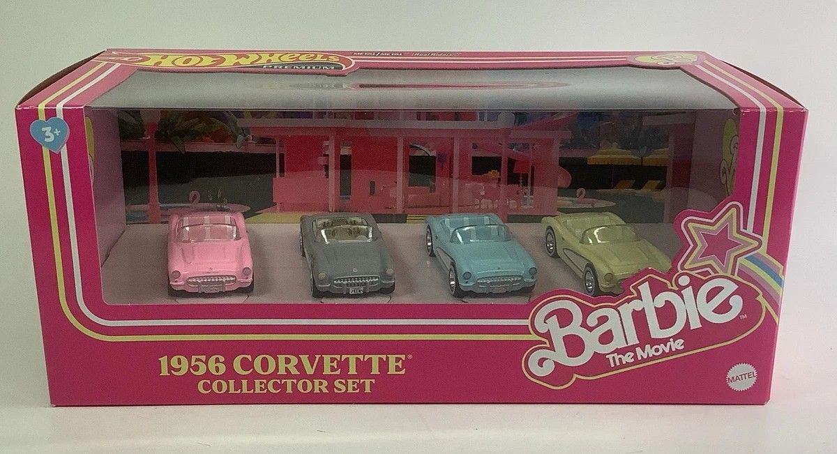 MATTEL Barbie The Movie Hot Wheels 1956 Corvette Collector Box Set 4-Pack