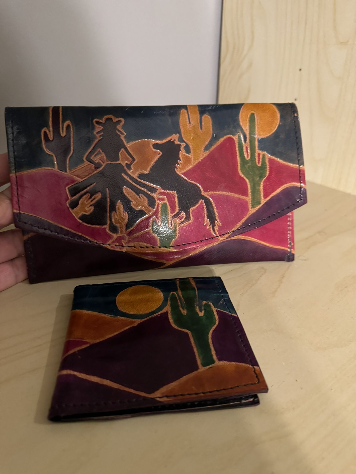 Vintage Leather Western Theme Wallet
