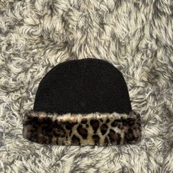 Faded Glory Cheetah fur beenie 