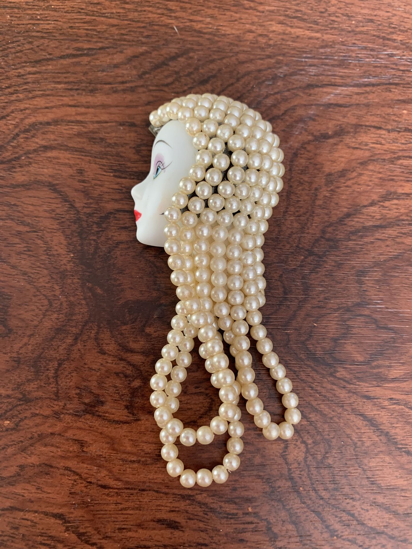 Vintage Faux Pearl Face Brooch
