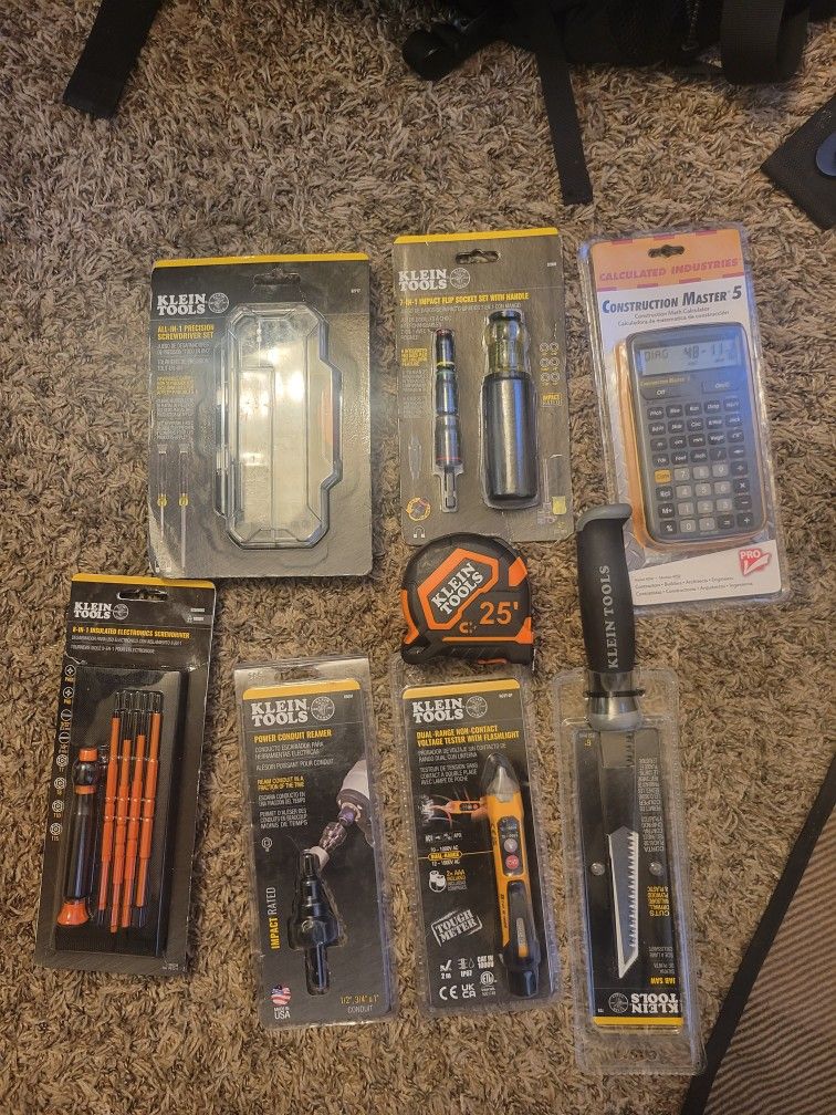 KLEIN TOOLS PACKAGE DEAL (SCREWDRIVER, JAB SAW, IMPACT SOCKET, & MOR)