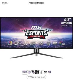 MSI MAG401QR 40" Gaming Monitor, 3440 x 1440(UWQHD), IPS, 155Hz, FreeSync Premium, HDR400, HDMI,
