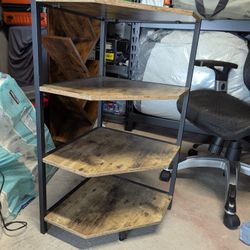 15.5"W x 31.5"H - Metal Framed Wood Corner Shelf