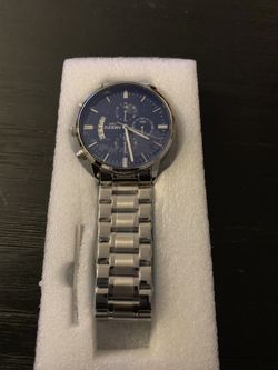 Mens Watch 43mm Silver & Blue