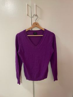 Purple magenta long sleeve v neck sweater