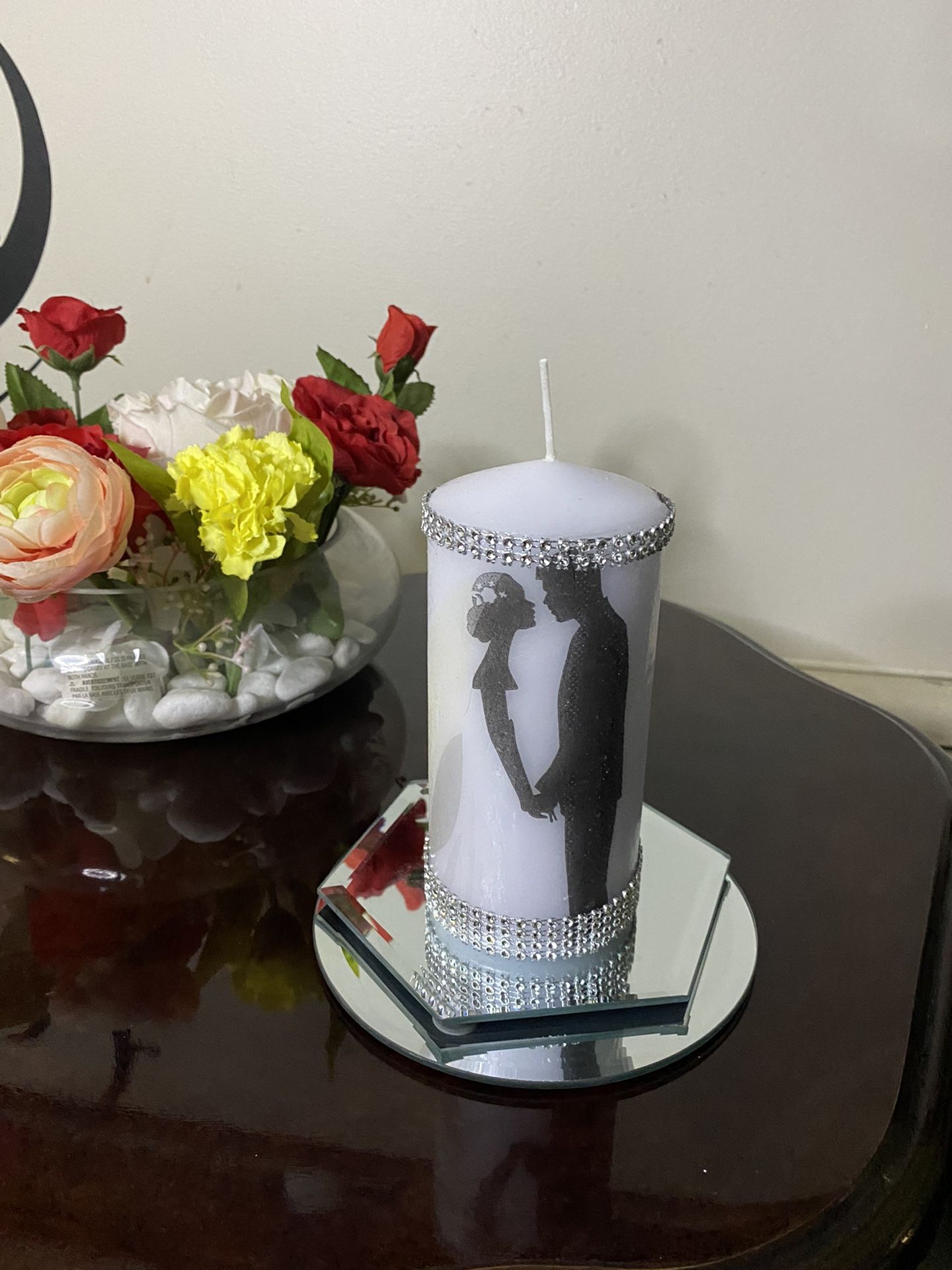 Candle With Picture Of Wedding Medium Size
