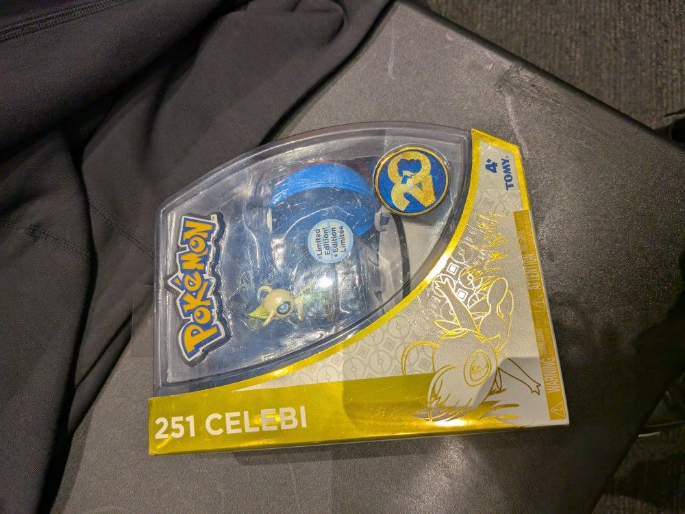 Tomy Pokemon 20th Anniversary Celebi #251 Limited Edition Figure w/ Great Ball