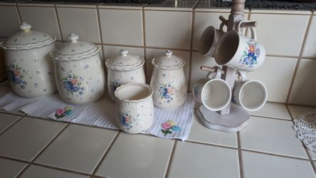 Kitchen Canister Set With Coffee Cup Set 