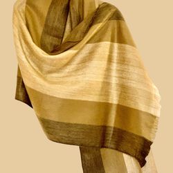 Soft And Cozy Alpaca Long Scarf/Shawl/Wrap. Color Beige And Brown. New Handmade Imported 