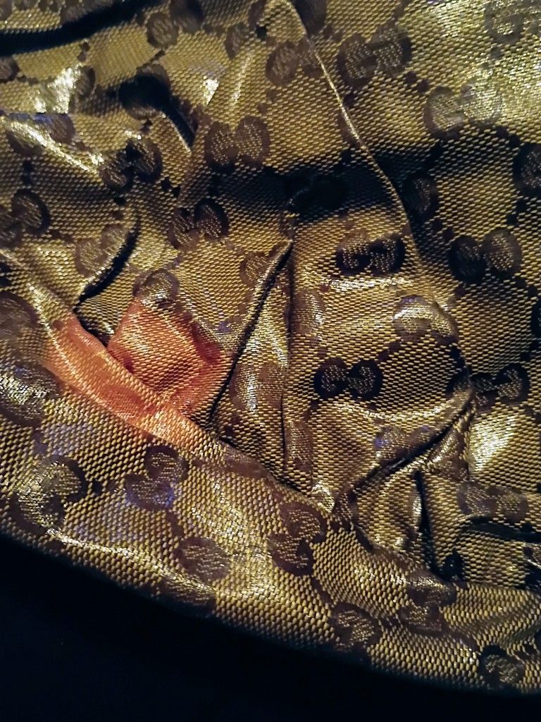 Glossy Vintage Gucci Gold And Tan Hobo Bag 