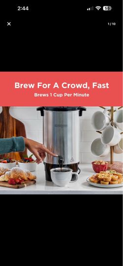 BLACK+DECKER 40 Cup Coffee Urn, Fast Brewing, Aluminum, Keep Warm Function, Heat Resistant Handles, Indicator Light