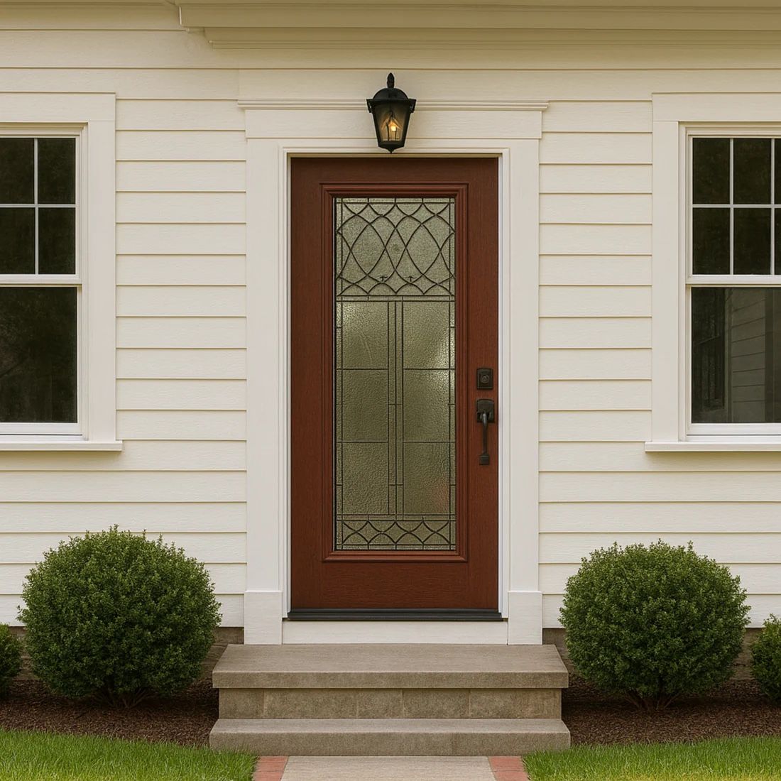 RELIABILT Fiberglass Wineberry Sheldon Walnut 36" x 80" Front Door Slab