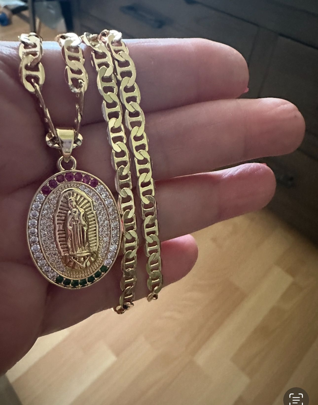 Mariner Chain In Gold Filled With Oval Virgin Pendant