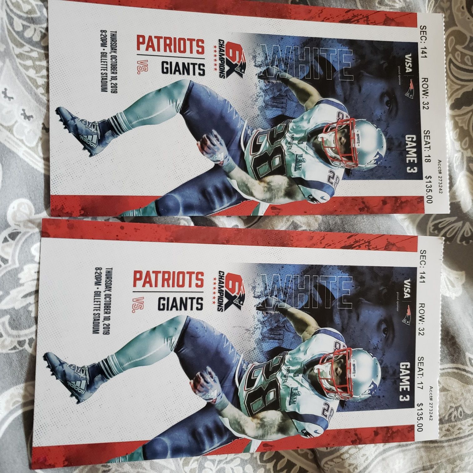 Pat's Tix for Tonites game in Foxborough