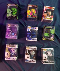 Funko Pops Michael Myers/Jack Skeleton/ Frankenstein/beetle juice/comic con joker/ the brow/