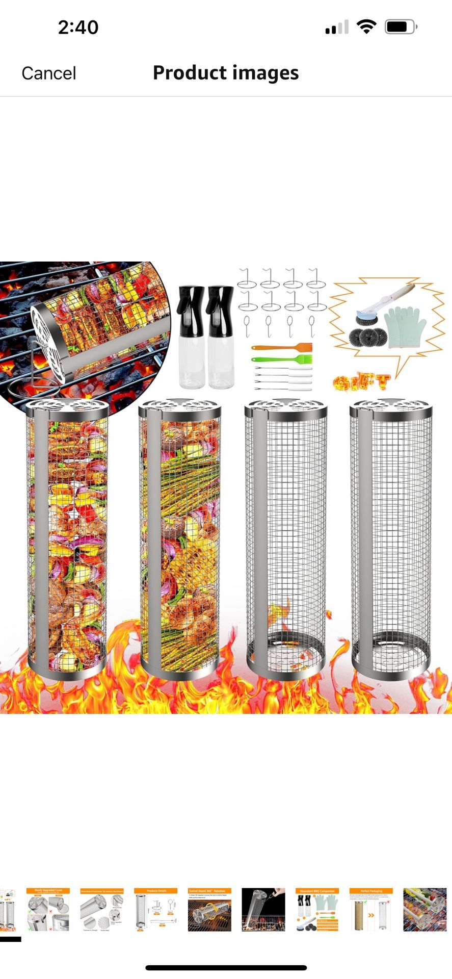Grill Basket 4 PCS, BBQ Grill Basket, Rolling Grilling Basket,