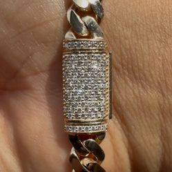 14k Gold Cuban Link Diamond Lock