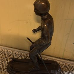 Bronze Heavyweight Man Skiing Statue