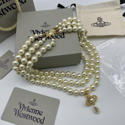 NWT Vivienne Westwood Drop Pearl Necklace in Gold