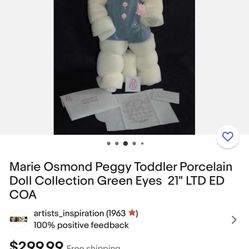Marie Osmond Peggy toddler porcelain doll 