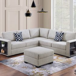 Sectional Sofa With Side Storage And Ottoman