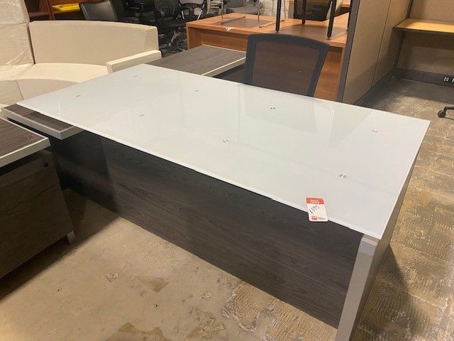 78X75 Executive L-Shaped Desk w/ Glass Top (DISCOUNTED FLOOR SAMPLE)