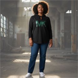 MICHAEL by Michael Kors Women’s Black Front Logo Long Sleeve Hoodie Sz 2X