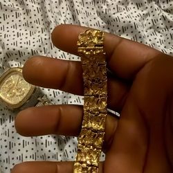 18k Gold nugget Braclet
