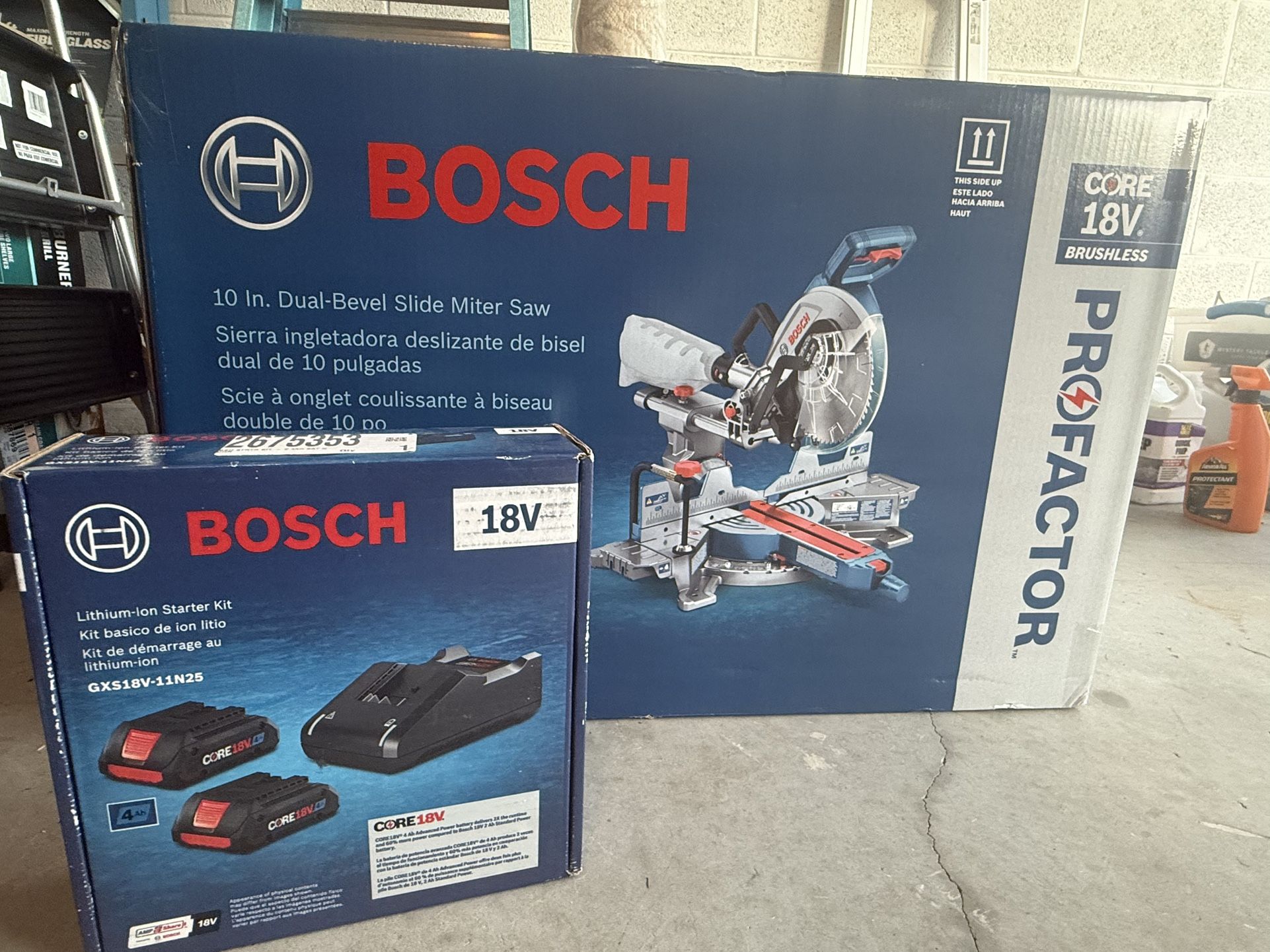 Brand‑New Bosch PROFACTOR 10″ Miter Saw + Battery Kit