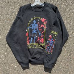 Sacred Skater Indie Skeleton Graphic Black Crewneck