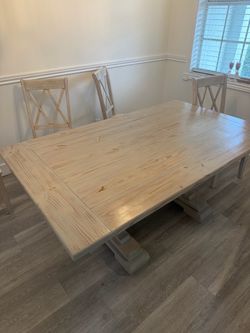 Dining table with bench and chairs