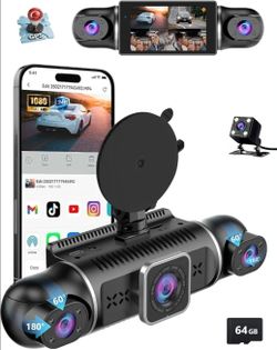 4 Channel Dash Cam 360° View, 4-Way Front Rear Inside Recording
Car Dash Cam Front and Back, APP Control, 8 IR Night Vision, Parking Monitor, G-Sensor