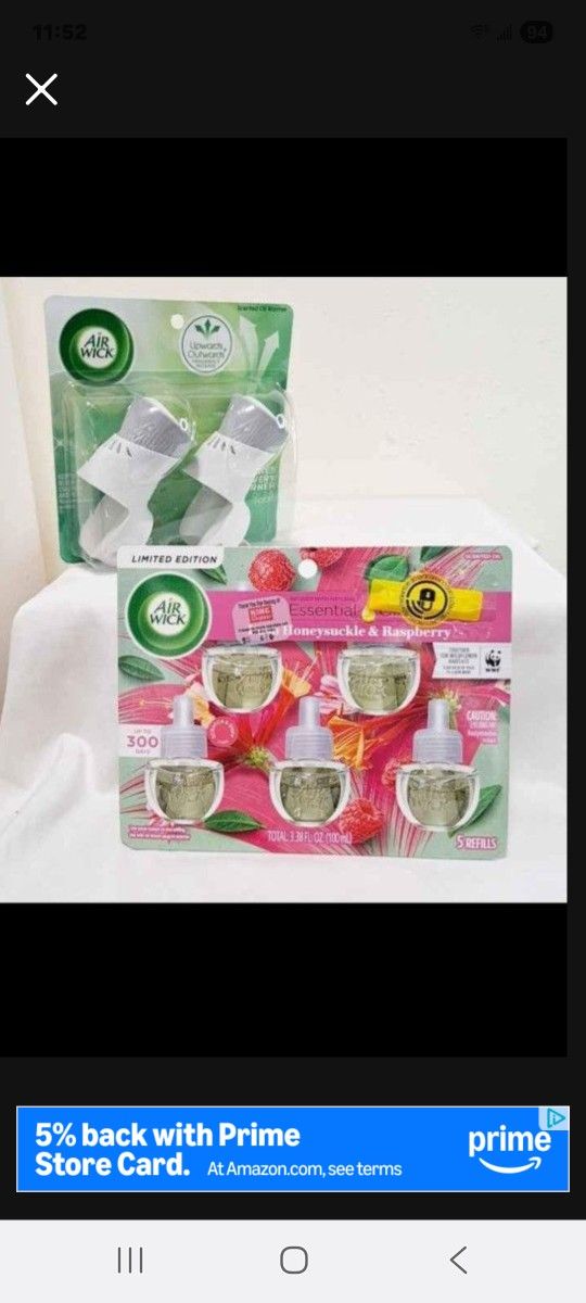 Airwick Honeysuckle & Raspberry Refills + 2 Warmer Plugs