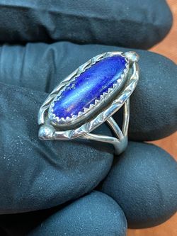 Vintage Signed Ben Chee Navajo Sterling Silver Lapis Lazuli Ring Size 6.5