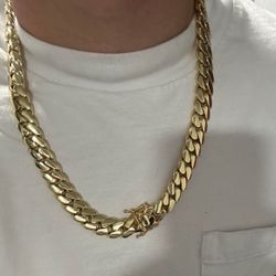 Chain 14mm Miami Cuban Link Pink Red Rose Gold Plated Chain Necklace 18k & 14k