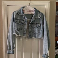 Fringed jean jacket