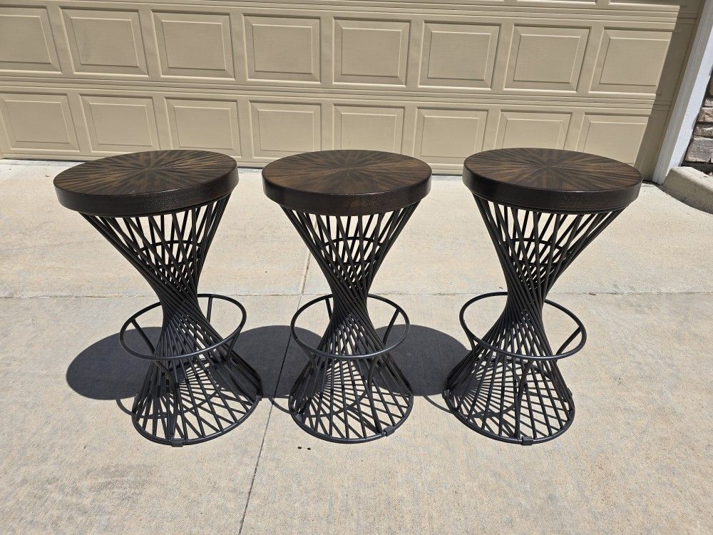 Hillsdale Kanister 3 Round Barstools - Walnut Finish- Must Pickup