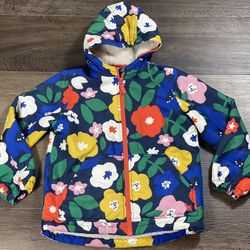 Mini Boden Girls Floral Sherpa Lined Winter Parka Snow Coat Size 9-10