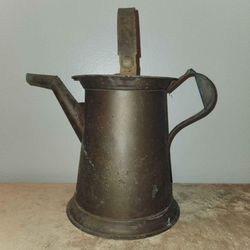 Antique Primitive Metal Water Can With Lid