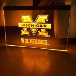 MICHIGAN WOLVERINES LED NEON GOLD LIGHT SIGN 8x12