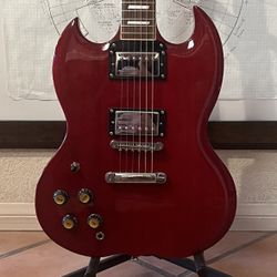 Left-Handed Stagg SG-type G300-TCH Translucent Cherry Red 6 String Electric Guitar Fully Set Up with New Strings FREE TUNER