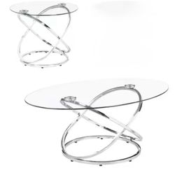 2-Piece Coffee Table Set ( 1 Oval Coffee Table, 1 End Table)