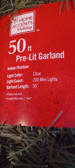 50 Foot Prelit Holiday Garland 

