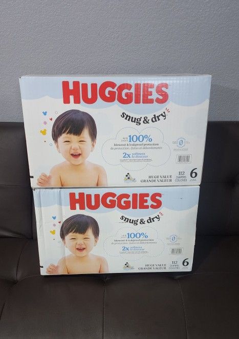 HUGGIES SIZE 6 112 COUNT $38 EACH