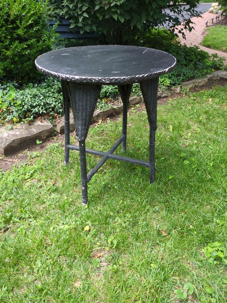 Antique Wicker Side Table