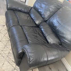 Black Leather Couch Set 