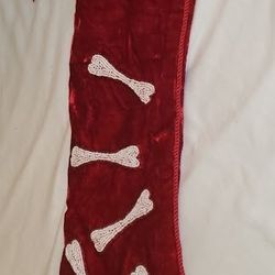 "Woof" Monogrammed Handsewn Red Velvet Christmas/Holiday Stocking Stuffer