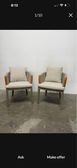 [PURPLE LEAF] Set of 2 Cushioned Patio Chairs w/ Thickened Rope Backrest