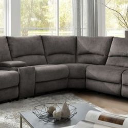 Brand New Grey Super Plush Power Reclining Sectional Sofa